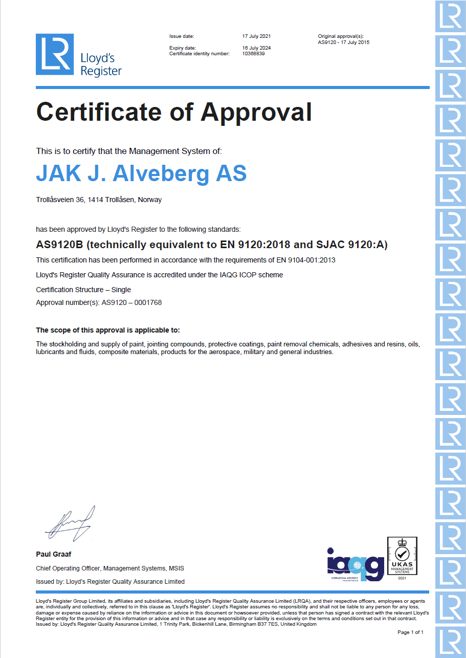 AS9120 certificate